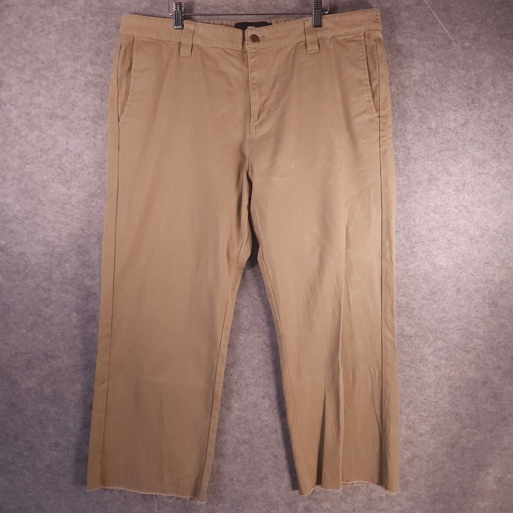 Skater‎ Baggy Khaki Tan Chino Pants Mens Former Raw Hem Cropped Streetwear 38x25